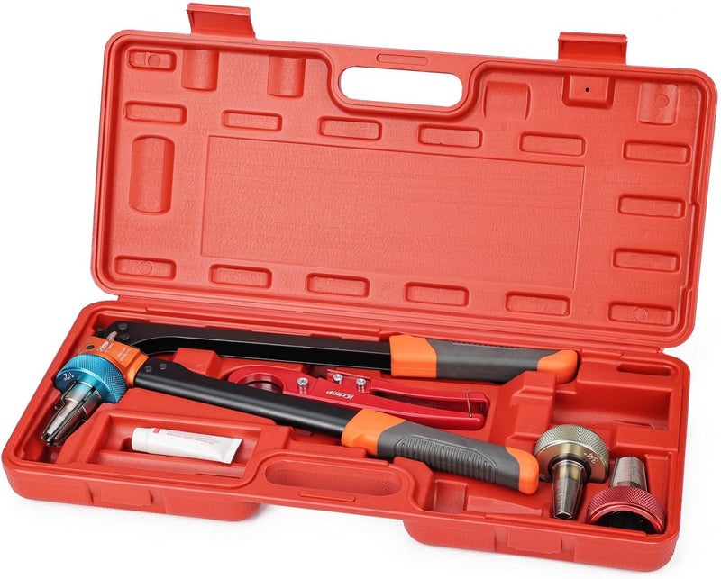 IWISS iCrimp Ratcheting Pex Expansion Tool Kit Auto Rotation PEX-a Tubing Expander, with 1/2'', 3/4'', 1'' ProPEX Expansion Heads and PEX Tubing Cutter - Image 1